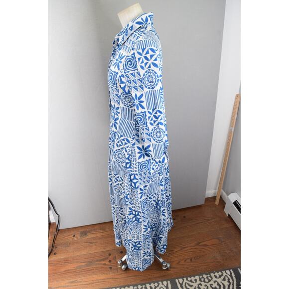 Julia Amory Women's Blue Floral 100% Cotton Made In India Dress Small - Picture 3 of 6